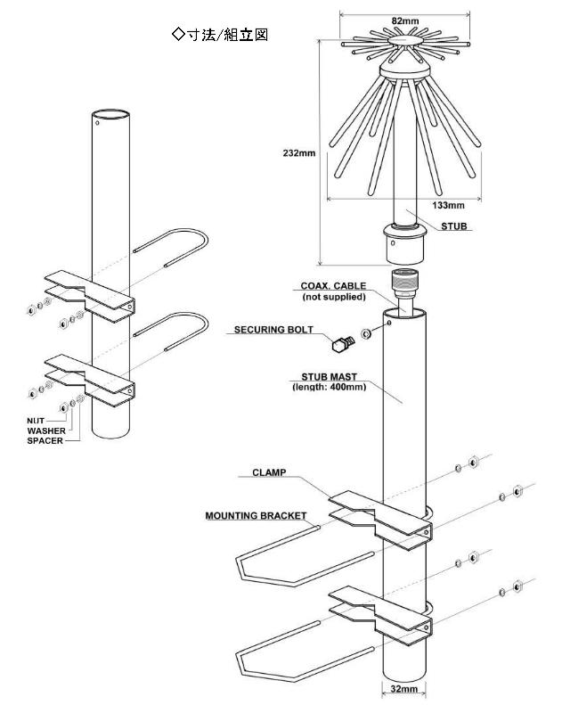 DA6000 （DA-6000）0.7～6GHz UHF専用ディスコーン【0.23m】 | CQオーム