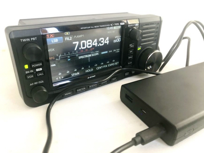 OHM-USB705/OC/PD IC-705をモバイルバッテリーで10W運用＆充電する